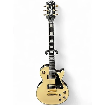 Used Epiphone Les Paul Custom Blackback Pro Antique Ivory Solid Body Electric Guitar