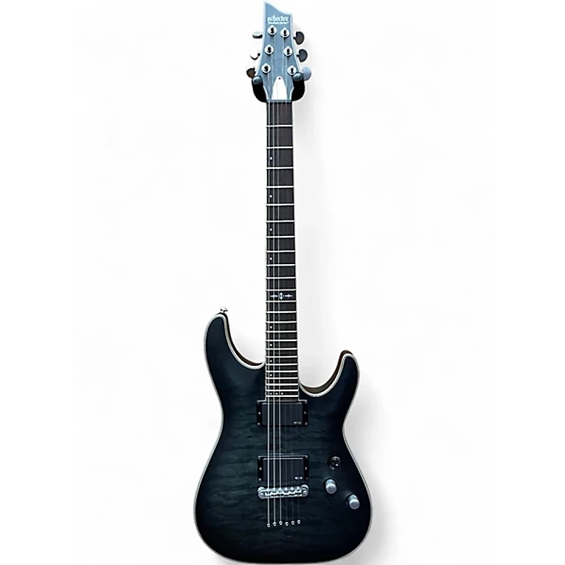 Used Schecter Guitar Research C1 Platinum Translucent Black Solid Body Electric Guitar