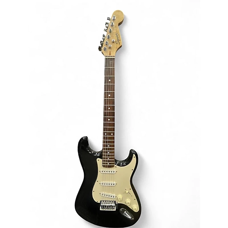 Used Squier Standard Stratocaster Black Solid Body Electric Guitar