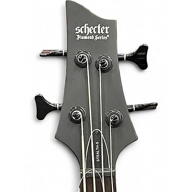 Used Schecter Guitar Research STILETTO 4 STEALTH Black Electric Bass Guitar