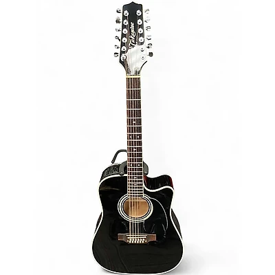 Used Takamine ef381c Black 12 String Acoustic Electric Guitar
