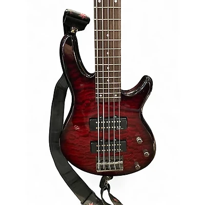 Used Schecter Guitar Research Raiden Special 5 String Crimson Red Trans Electric Bass Guitar
