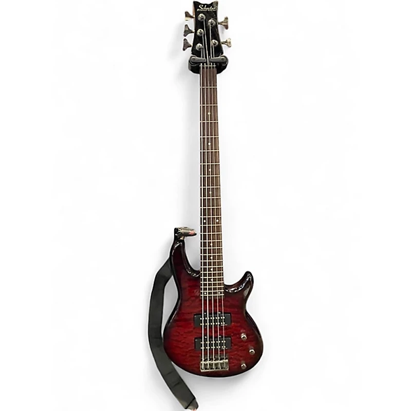 Used Schecter Guitar Research Raiden Special 5 String Crimson Red Trans Electric Bass Guitar