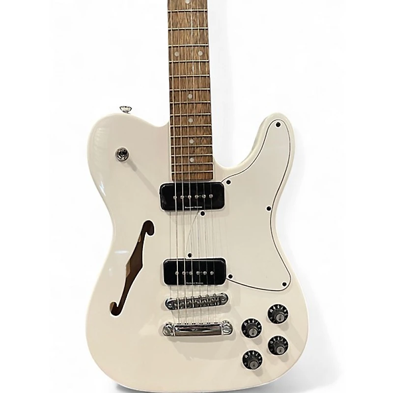 Used Fender JA90 Jim Adkins Thinline Telecaster Alpine White Hollow Body Electric Guitar