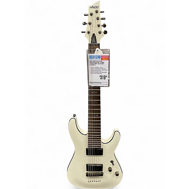 Used Schecter Guitar Research Demon 7 String Classic White Solid Body Electric Guitar