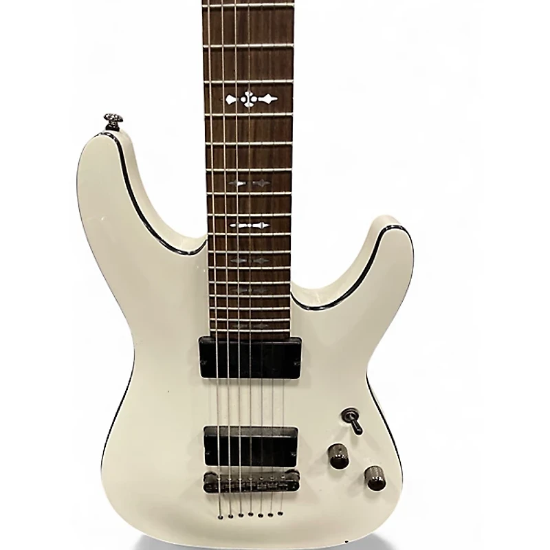 Used Schecter Guitar Research Demon 7 String Classic White Solid Body Electric Guitar