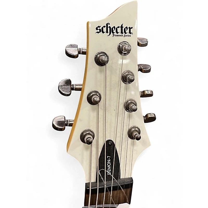 Used Schecter Guitar Research Demon 7 String Classic White Solid Body Electric Guitar