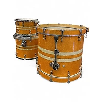 Used SJC Drums 3 Piece 2009 SJC DRUMS 3 PIECE CUSTOM MADE GOLD SPARKLE Orange Sparkle Drum Kit