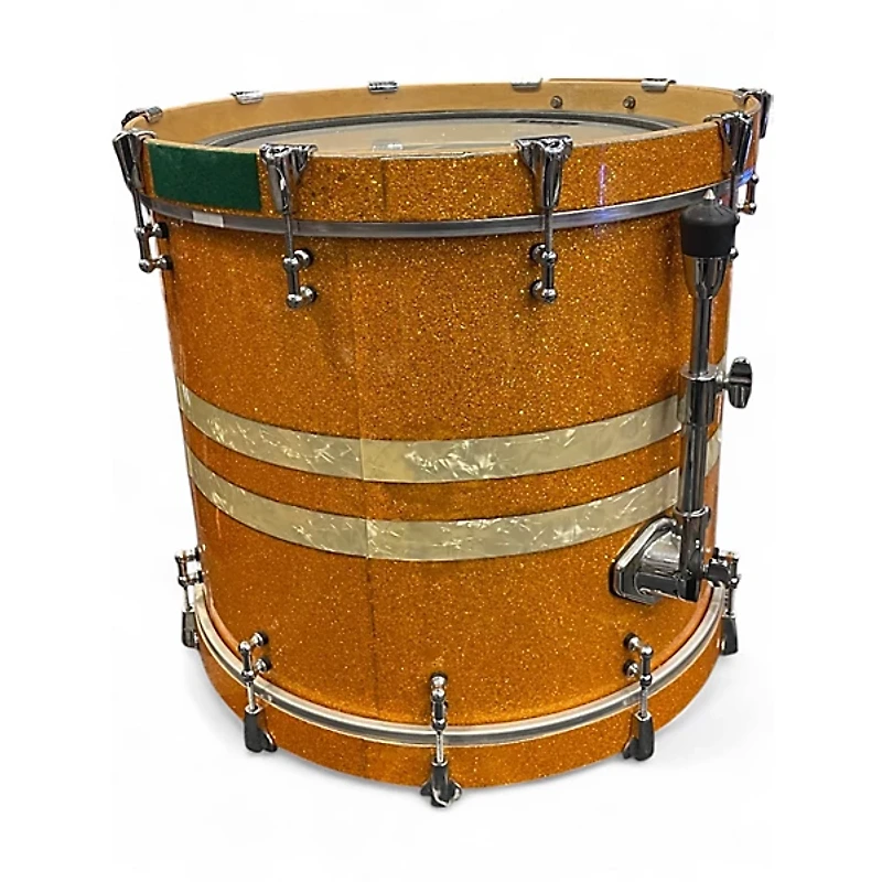 Used SJC Drums 3 Piece 2009 SJC DRUMS 3 PIECE CUSTOM MADE GOLD SPARKLE Orange Sparkle Drum Kit