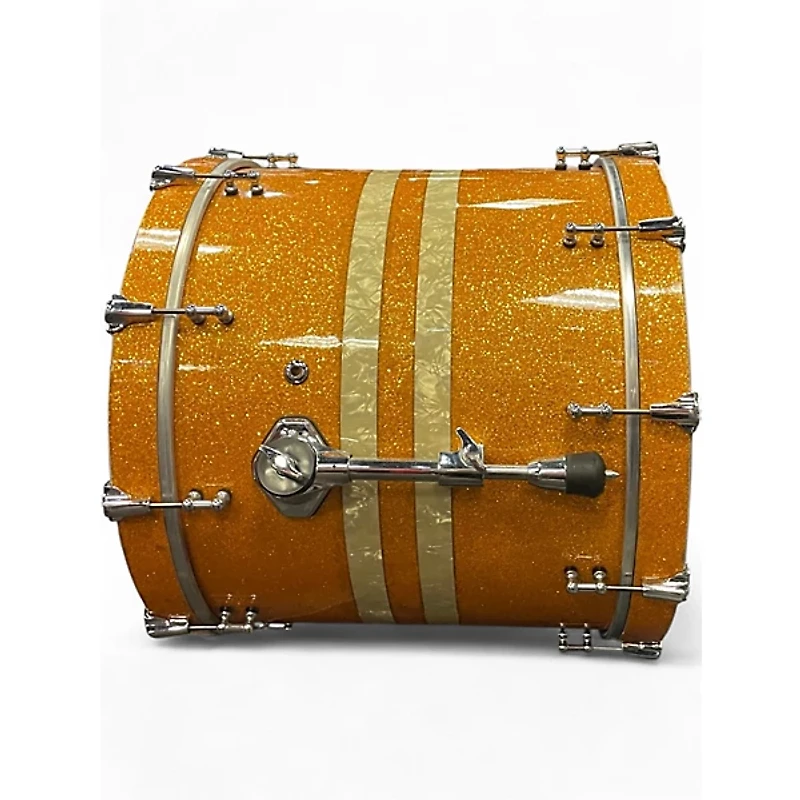 Used SJC Drums 3 Piece 2009 SJC DRUMS 3 PIECE CUSTOM MADE GOLD SPARKLE Orange Sparkle Drum Kit