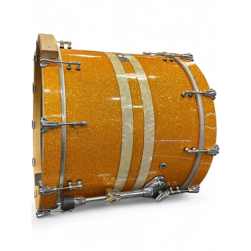 Used SJC Drums 3 Piece 2009 SJC DRUMS 3 PIECE CUSTOM MADE GOLD SPARKLE Orange Sparkle Drum Kit