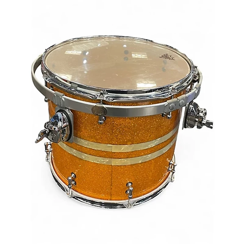 Used SJC Drums 3 Piece 2009 SJC DRUMS 3 PIECE CUSTOM MADE GOLD SPARKLE Orange Sparkle Drum Kit