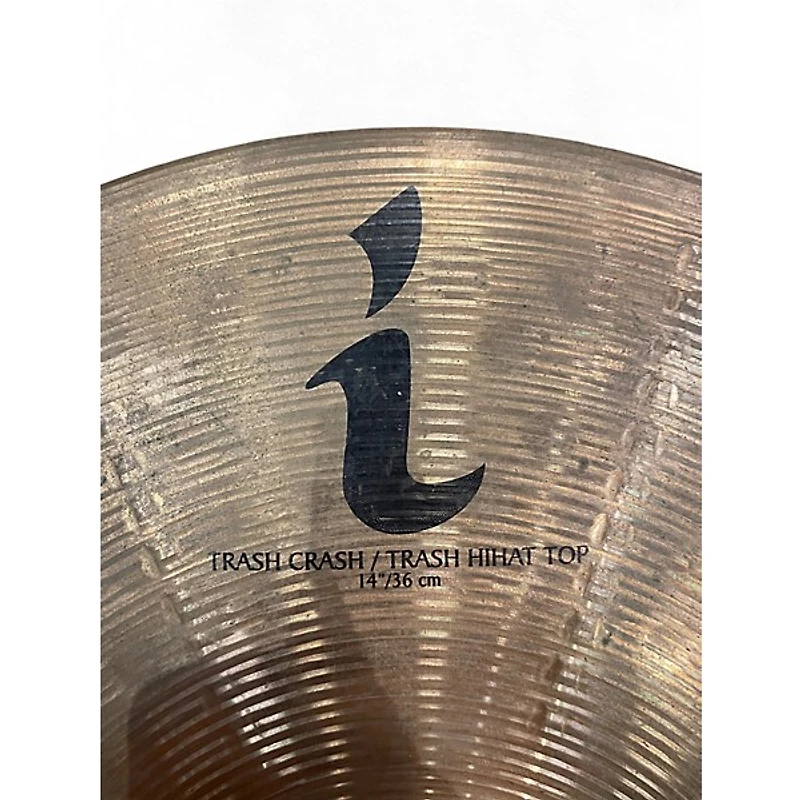 Used Zildjian 14in I trash crash / trash hihat top Cymbal