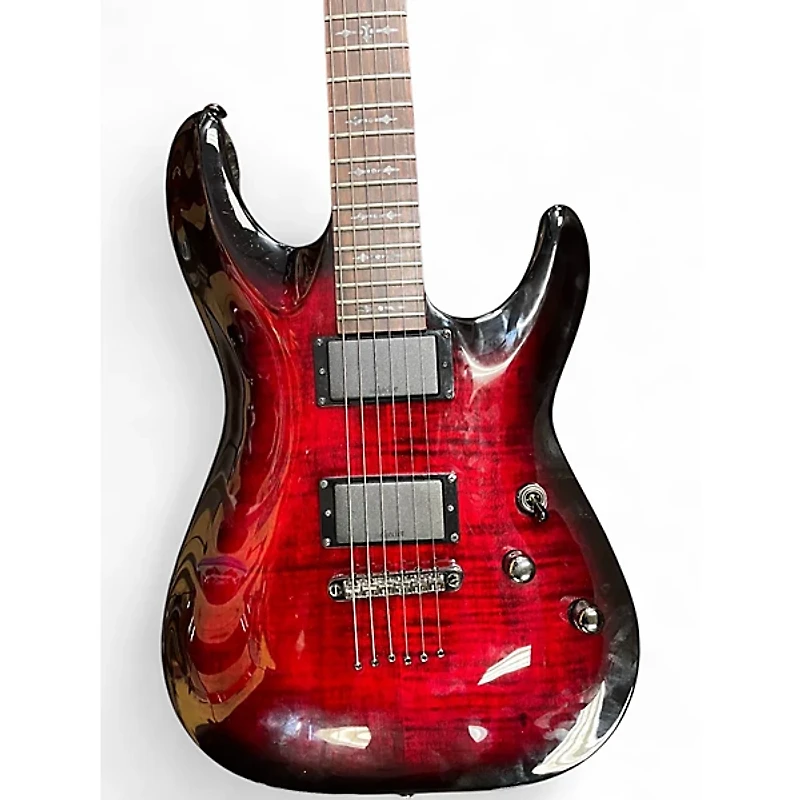 Used Schecter Guitar Research Demon 6 Trans Red Solid Body Electric Guitar