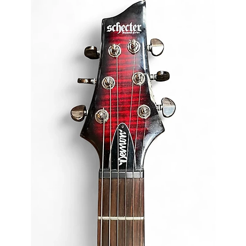 Used Schecter Guitar Research Demon 6 Trans Red Solid Body Electric Guitar