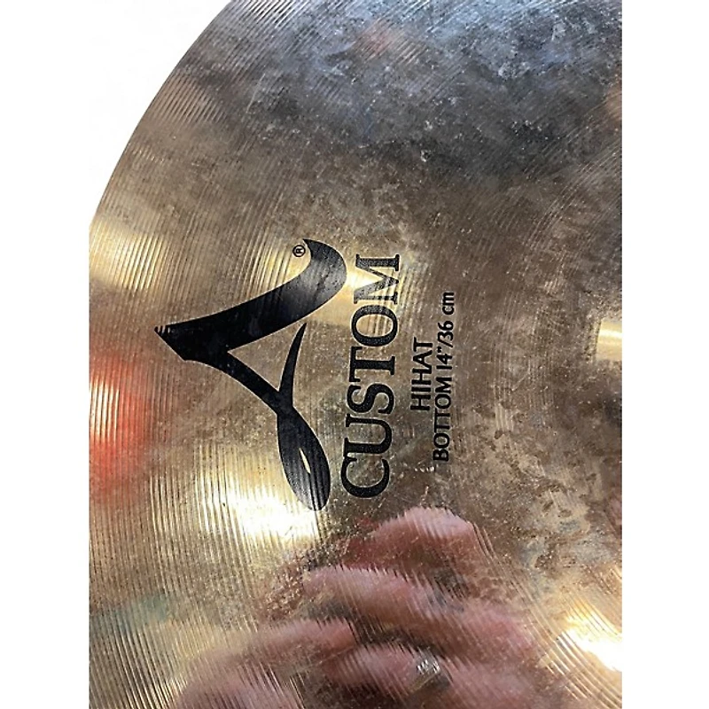 Used Zildjian 14in A Custom Hi Hat Pair Cymbal
