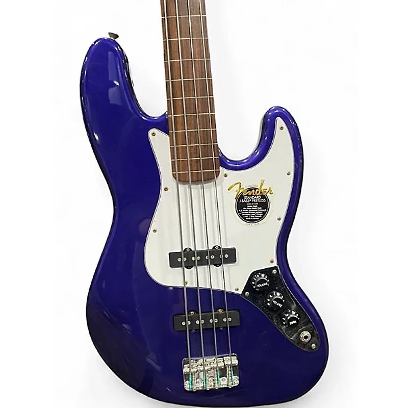 Used Fender Standard Fretless Jazz Bass Blue Electric Bass Guitar