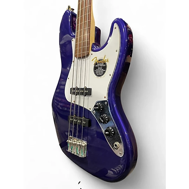 Used Fender Standard Fretless Jazz Bass Blue Electric Bass Guitar