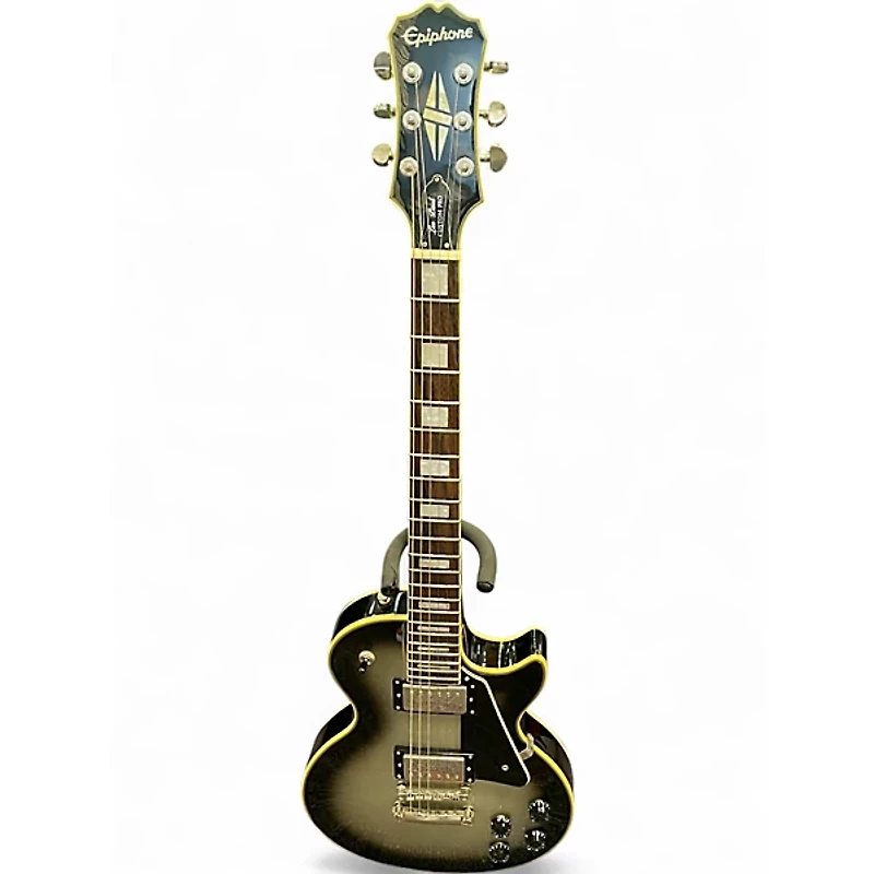 Used Epiphone Les Paul Custom Pro Black and Silver Solid Body Electric Guitar