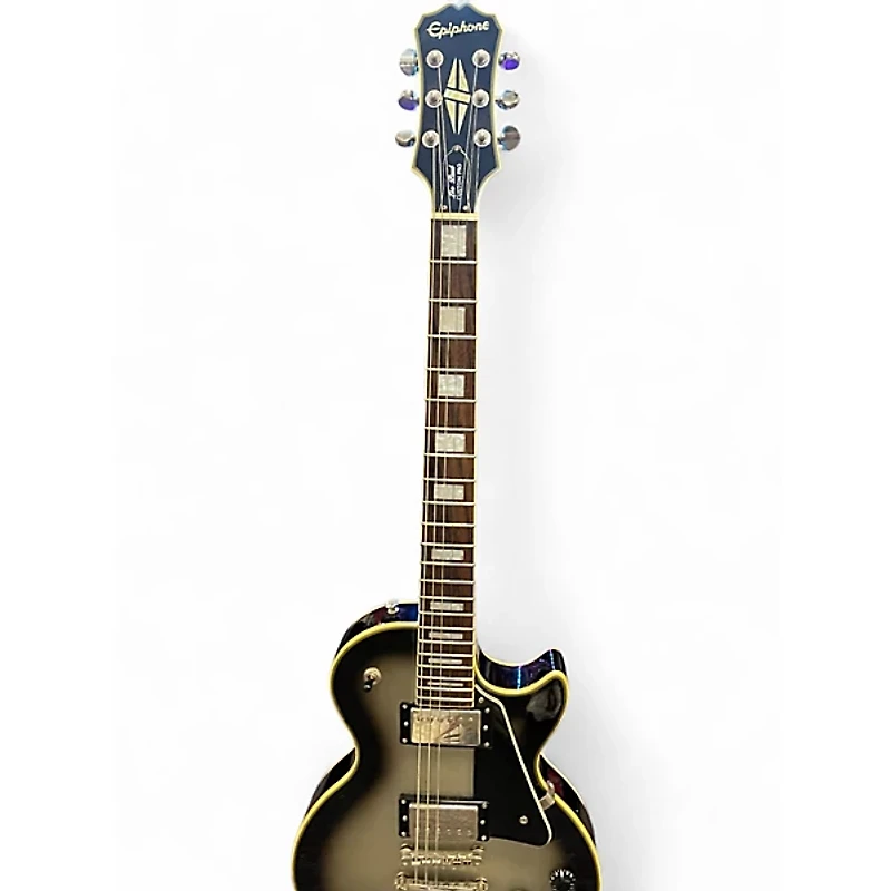 Used Epiphone Les Paul Custom Pro Black and Silver Solid Body Electric Guitar