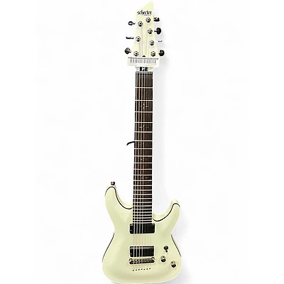 Used Schecter Guitar Research Demon 7 String Arctic White Solid Body Electric Guitar