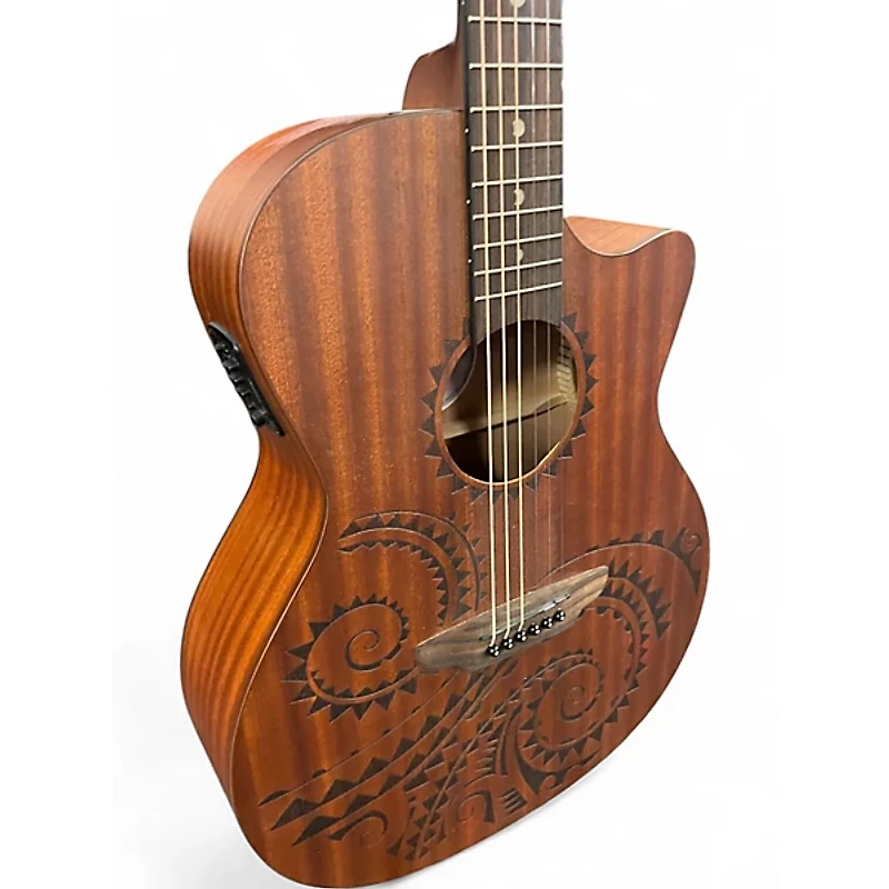 Used Luna GYPSY TATTOO Mahogany Acoustic Electric Guitar