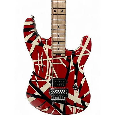 Used EVH Striped Series Red with Black and White Stripes Solid Body Electric Guitar