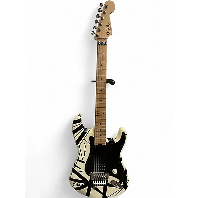 Used EVH Striped Series Black and White Solid Body Electric Guitar