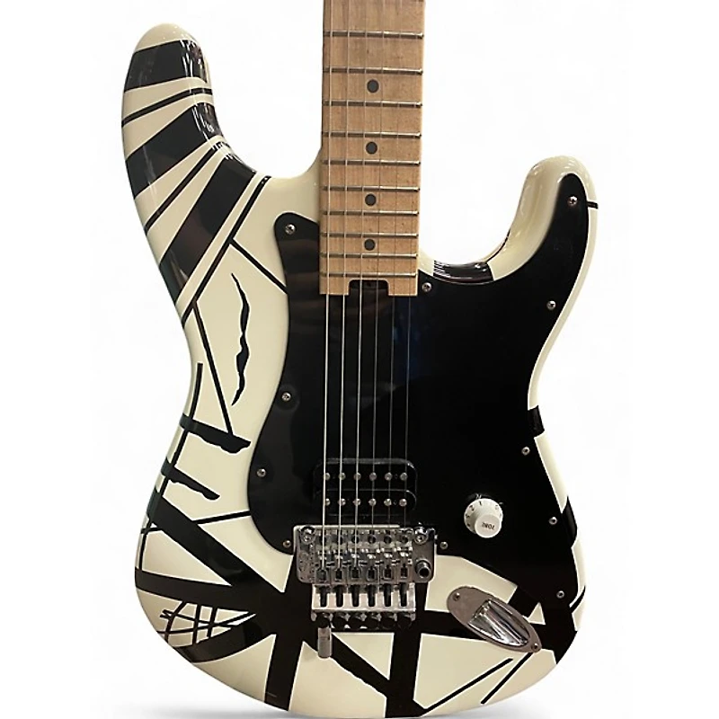 Used EVH Striped Series Black and White Solid Body Electric Guitar