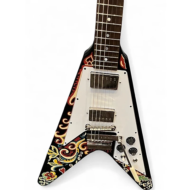 Used Epiphone Jimi Hendrix Love Drops Flying V Ebony Solid Body Electric Guitar