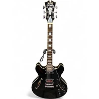 Used D'Angelico Premier Series DC Black Hollow Body Electric Guitar