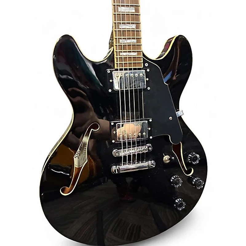 Used D'Angelico Premier Series DC Black Hollow Body Electric Guitar