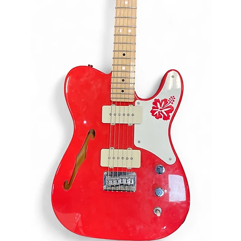 Used Squier paranormal Capri Orange Hollow Body Electric Guitar