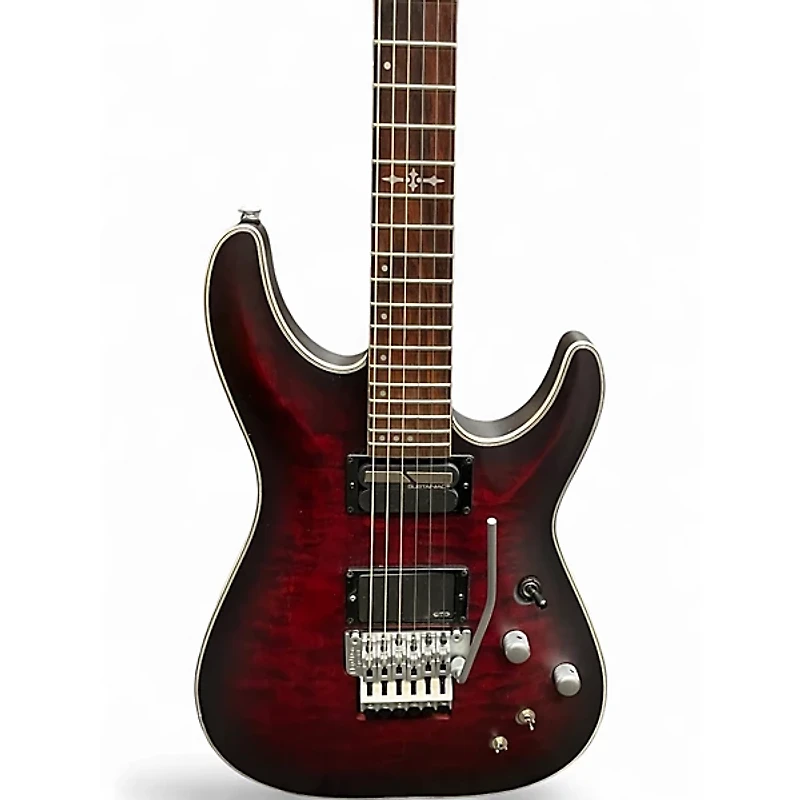 Used Schecter Guitar Research C1 Platinum FR-S Crimson Red Burst Solid Body Electric Guitar