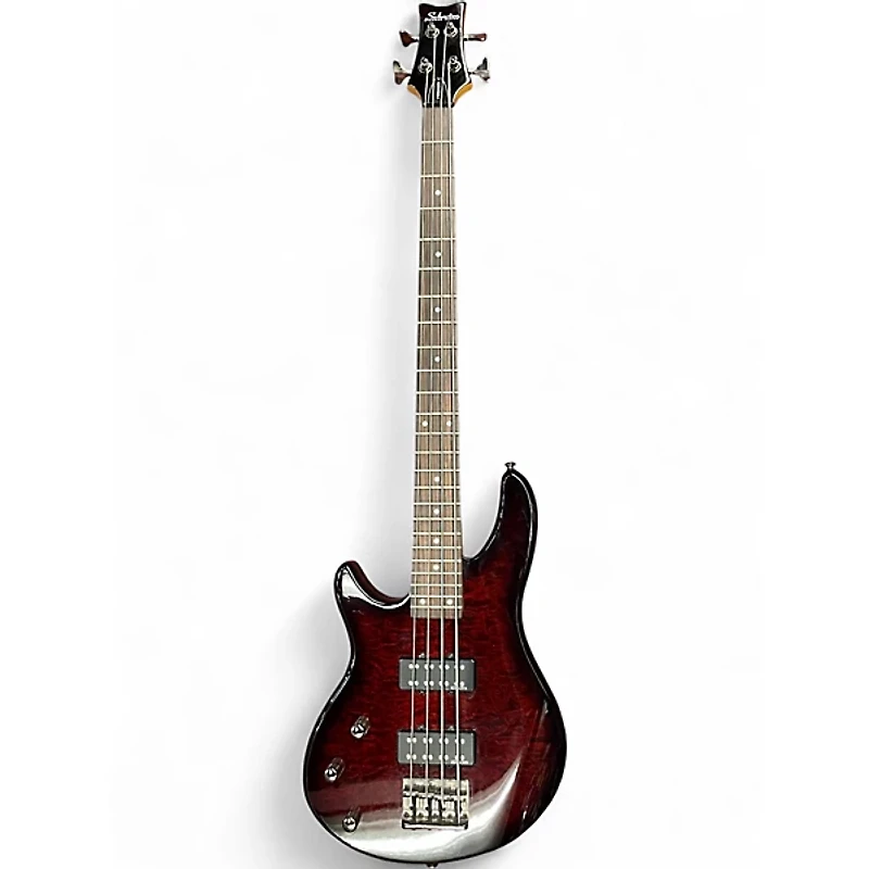 Used Schecter Guitar Research Diamond Series Raiden Special 4 Trans Red Electric Bass Guitar