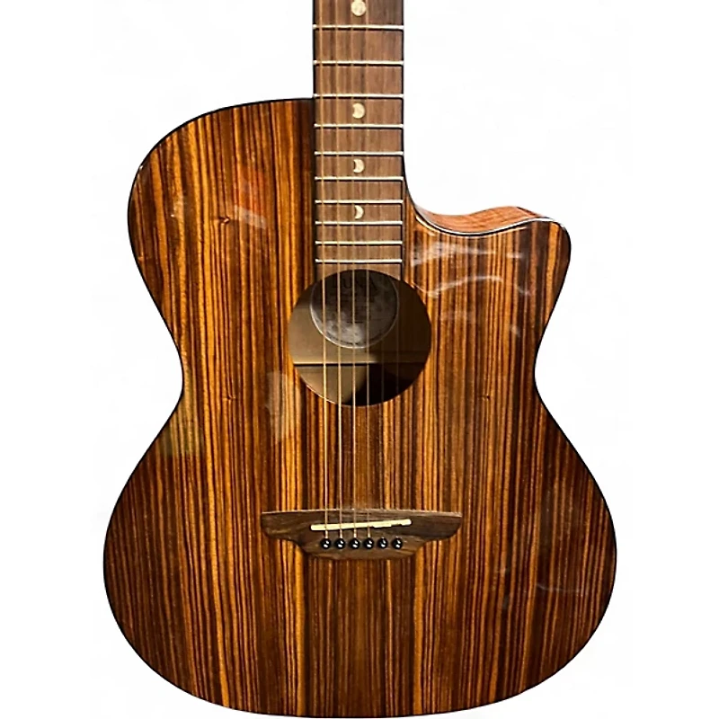 Used Luna gypsy zebra Natural Acoustic Electric Guitar