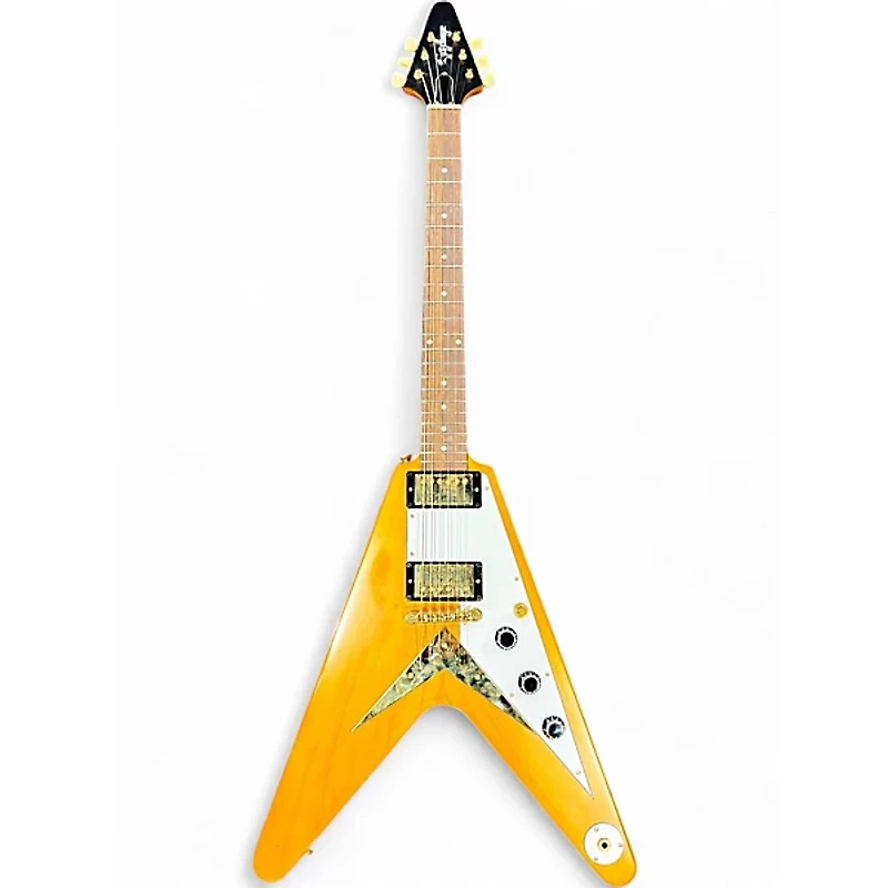 Used Epiphone Korina Flying V Natural Electric Bass Guitar