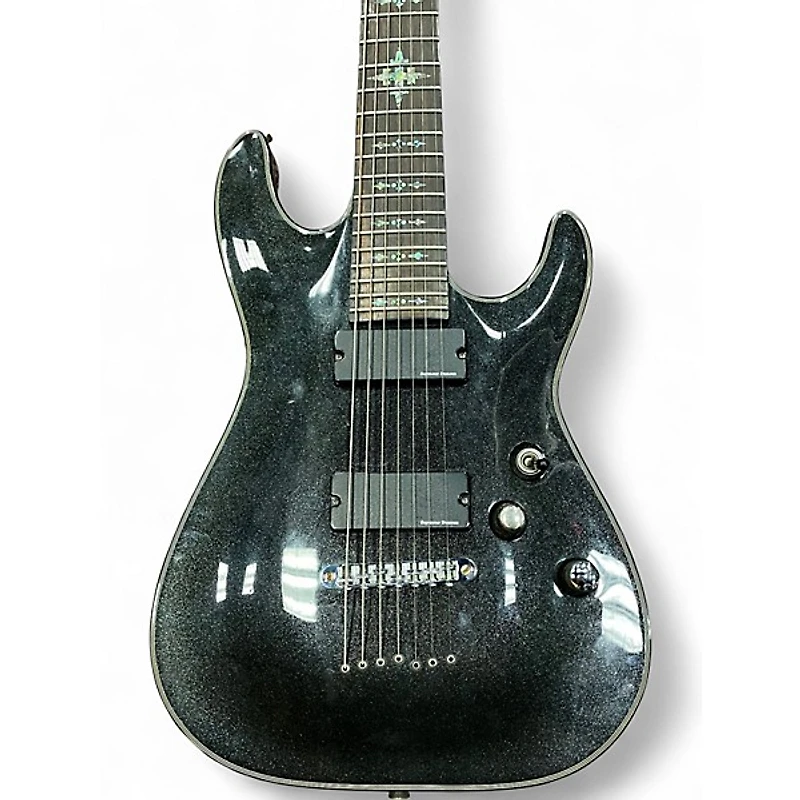 Used Schecter Guitar Research Damien Elite 7 Black Solid Body Electric Guitar