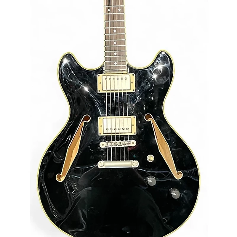 Used D'Angelico Excel DC Tour Black Hollow Body Electric Guitar