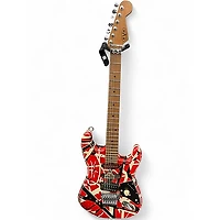 Used 2023 EVH Striped Series Frankie Red with Black and White Stripes Solid Body Electric Guitar