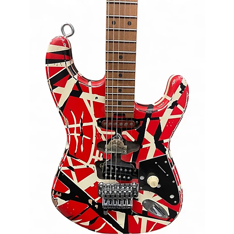 Used 2023 EVH Striped Series Frankie Red with Black and White Stripes Solid Body Electric Guitar