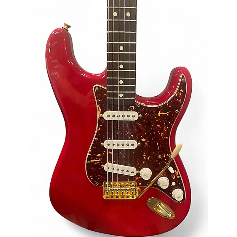 Used Fender Deluxe Stratocaster trans red Solid Body Electric Guitar