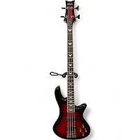 Used Schecter Guitar Research Stiletto Extreme 4 String Crimson Red Burst Electric Bass Guitar