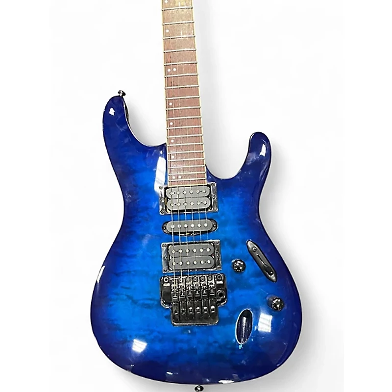 Used Ibanez S670QM Blue Solid Body Electric Guitar