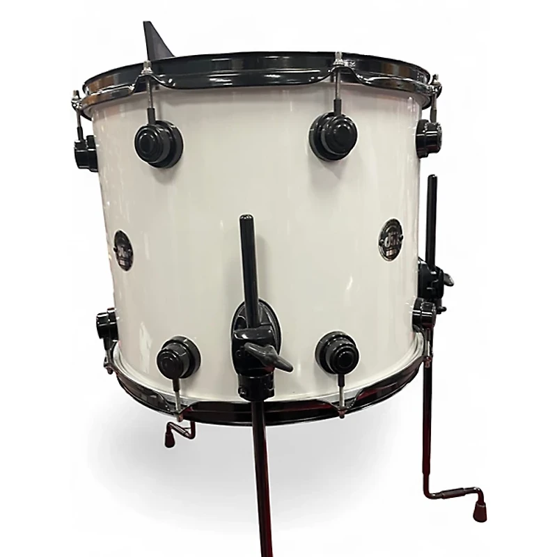 Used 1990s DW 3 Piece 3 Pc Collectors kit Keller shells White w/Black Chrome Hardware Drum Kit