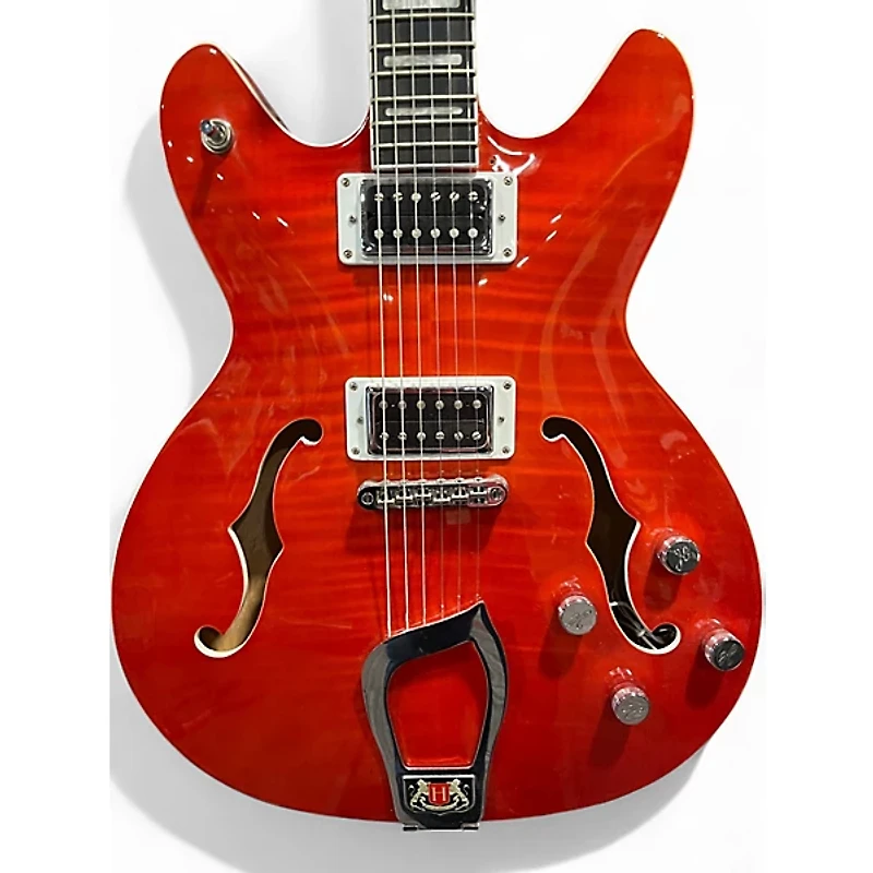 Used Hagstrom SUPER VIKING Orange Hollow Body Electric Guitar