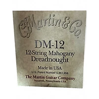 Used Martin DM12 Natural 12 String Acoustic Guitar
