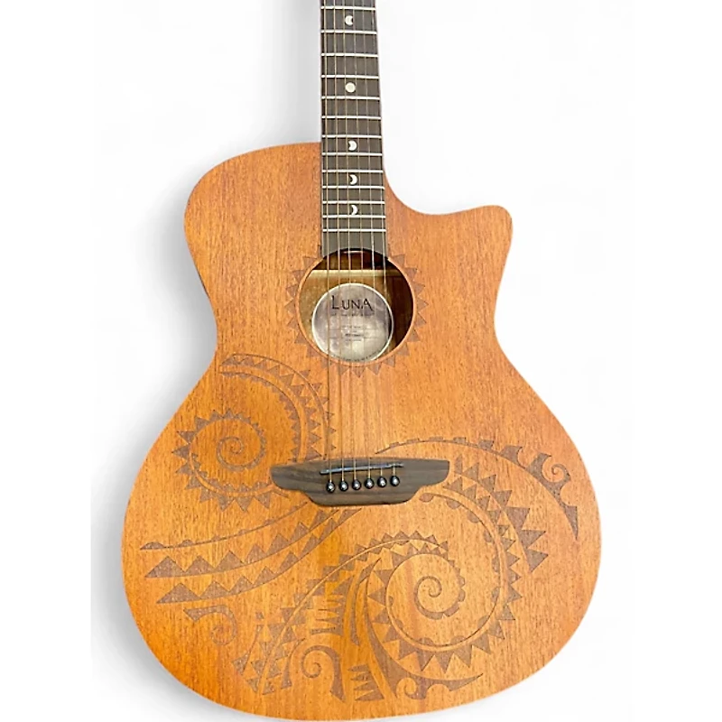 Used Luna GYP TAT MAH GC Mahogany Acoustic Electric Guitar