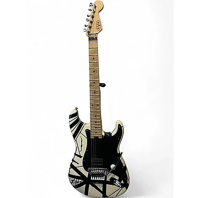 Used EVH Striped Series Black and White Solid Body Electric Guitar