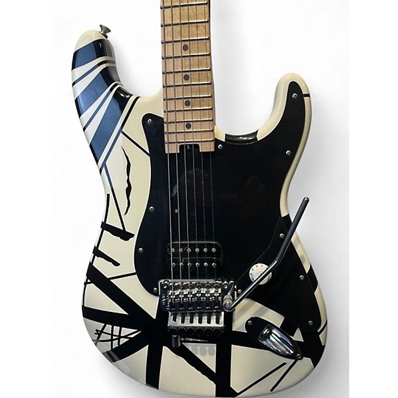 Used EVH Striped Series Black and White Solid Body Electric Guitar